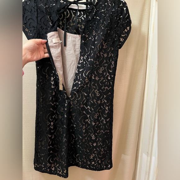 LOFT women’s black lace dress with lining size 0P mini designer tie up back - Picture 7 of 7